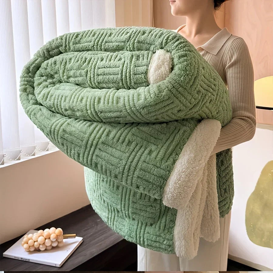 Manta Doble Deluxe Vintage – Toque de Felpa e Lã