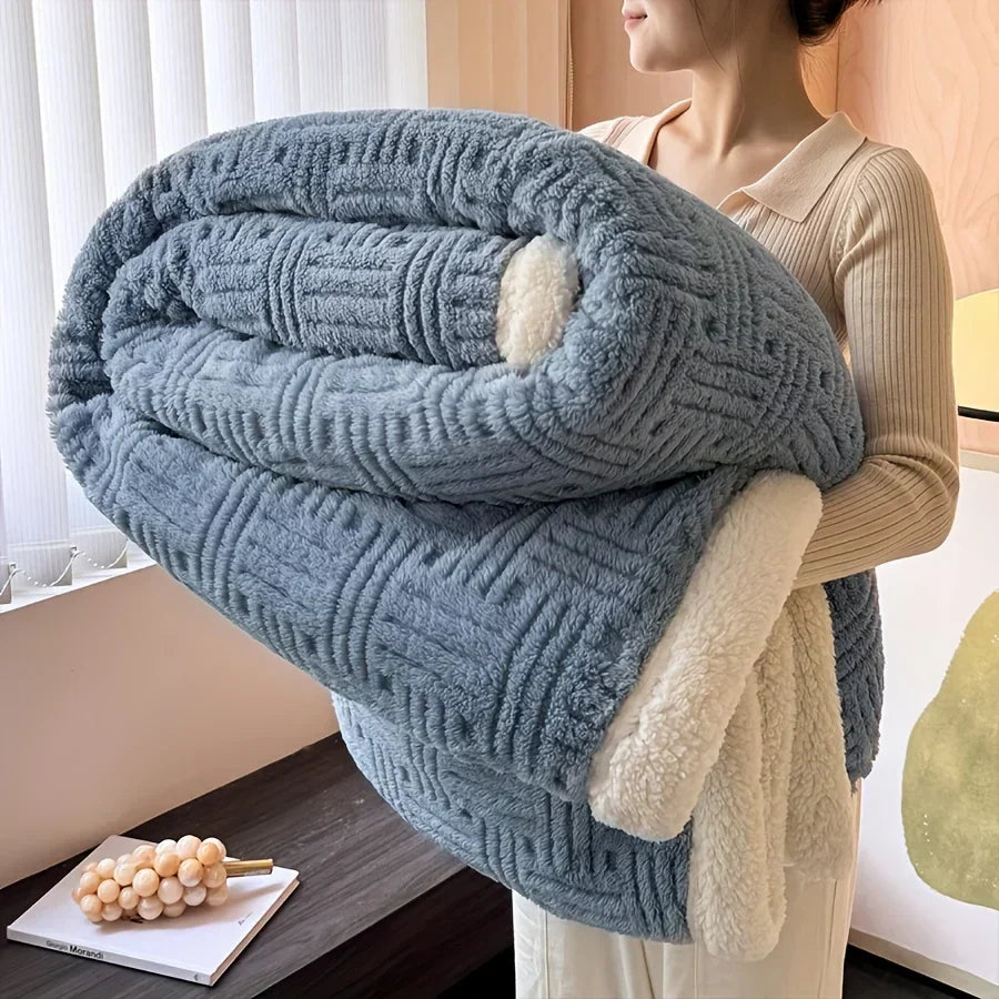 Manta Doble Deluxe Vintage – Toque de Felpa e Lã