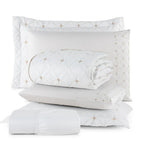 Conjunto de 6 Peças para Casal com Bordado - Cobre Leito e Lençol Ideale 200 Fios