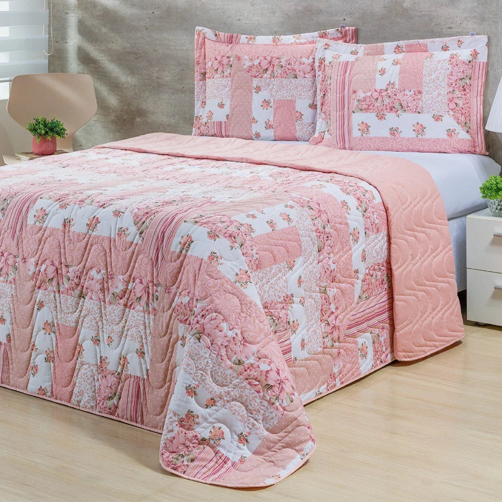 Kit Cobre Leito Atemporal 3 Peças Matelassado Dupla Face