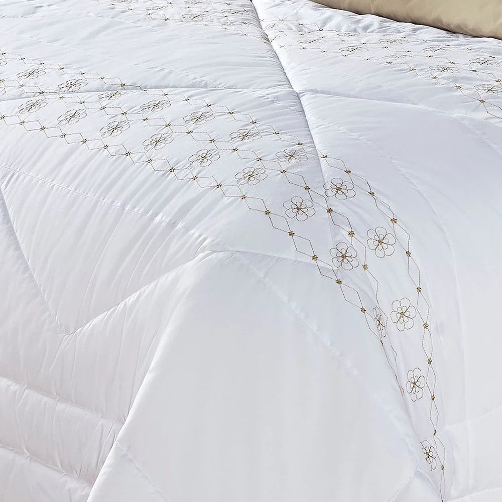 Kit Edredom De Luxo 11 Peças Damasco Cama Casal Queen King Percal 200 Fios