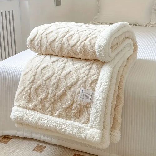 Cobertor Manta Glamour Casal Dupla Face com Sherpa