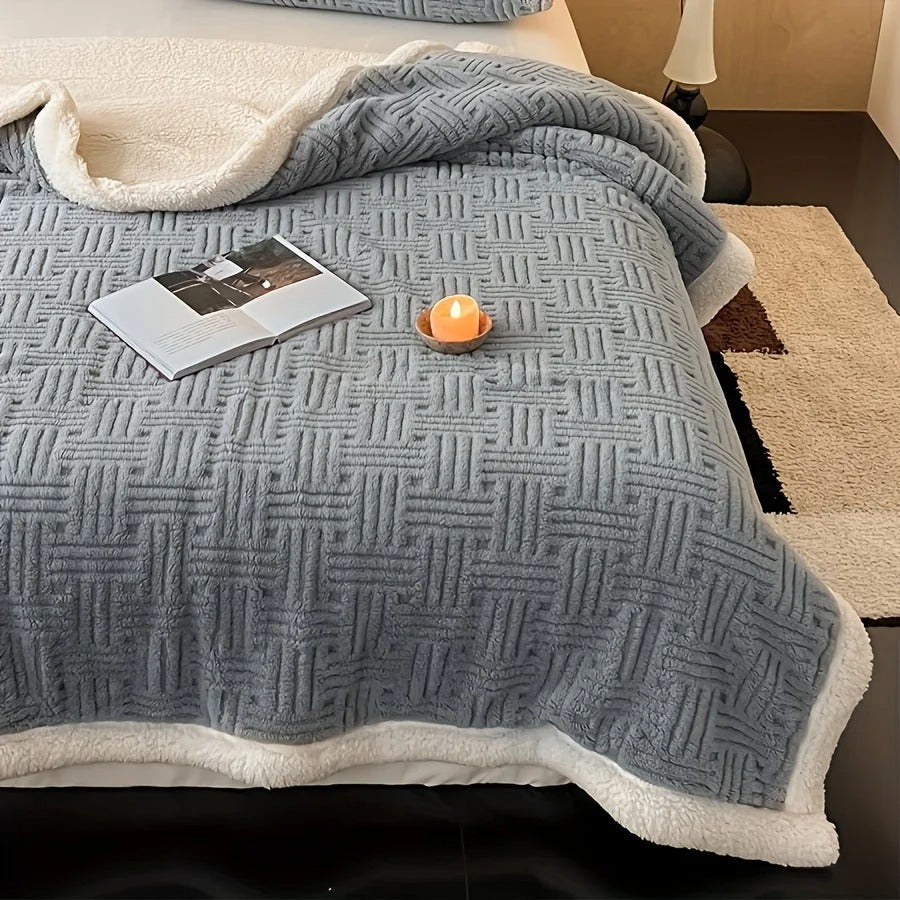 Manta Doble Deluxe Vintage – Toque de Felpa e Lã